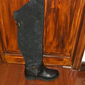 Suede and leather over knee boots